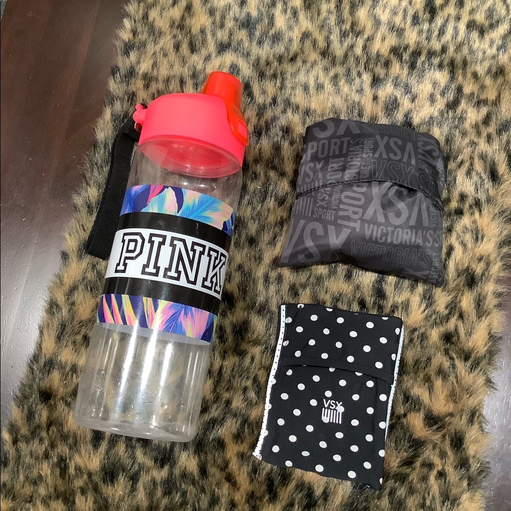 30oz THERMOS‎ BY PINK, WRISTBAND AND REUSABLE BAG